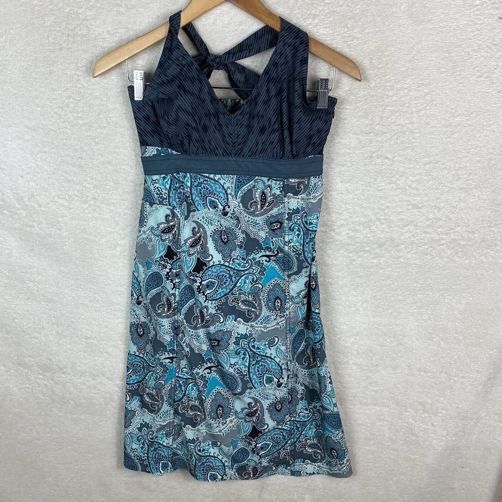 Athleta Pack Everywhere Blue Halter dress Size 4 Paisley Beach‎ Tennis Prep